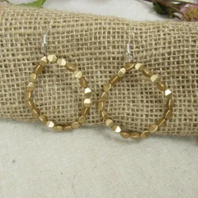 Matte Metallic Hoop Beaded Earrings Gold Tones