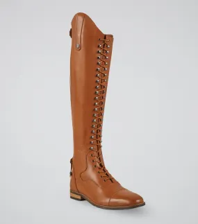 Maurizia Ladies Lace Front Tall Leather Riding Boot Cognac (Regular Calf)