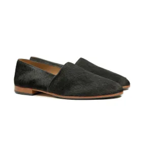 Maury slippers in black hair-on calf (restock)