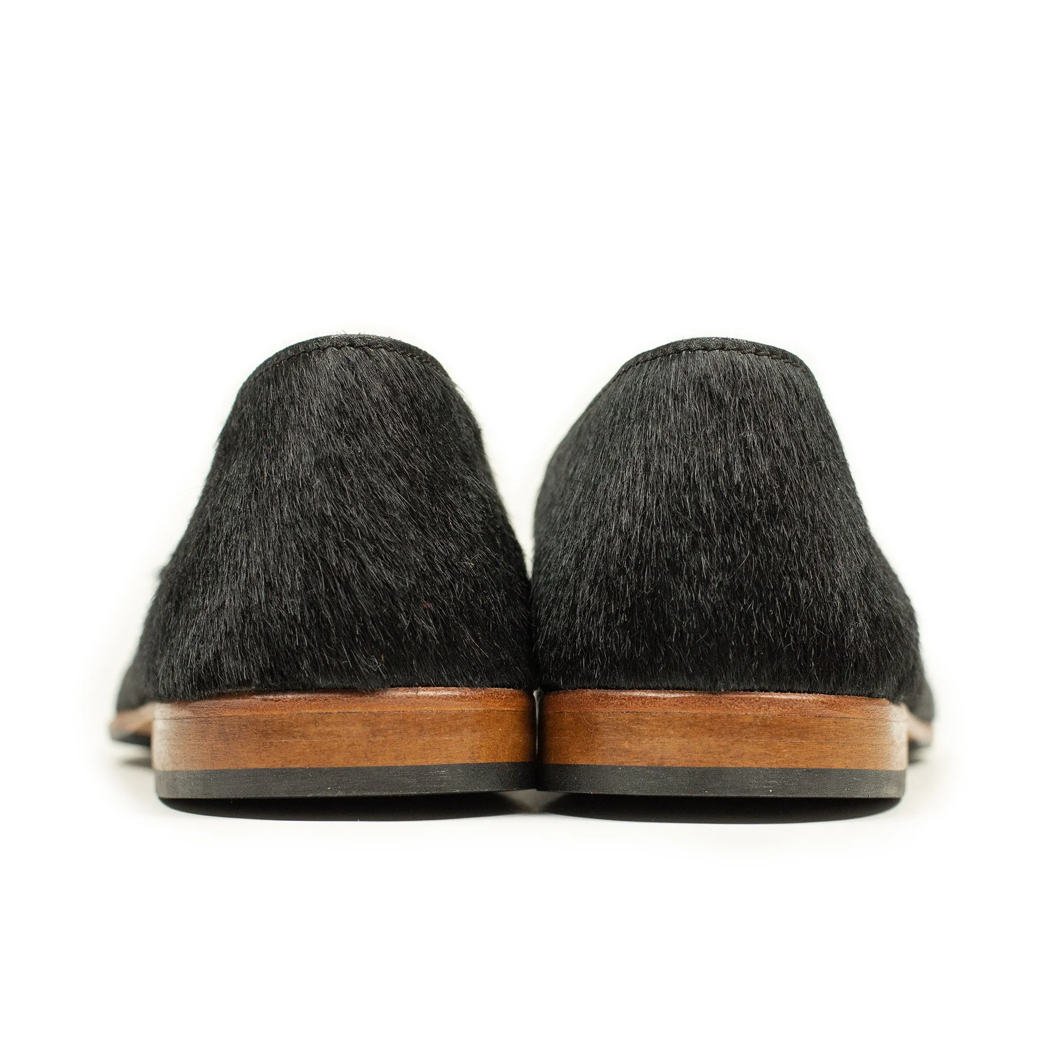 Maury slippers in black hair-on calf (restock)