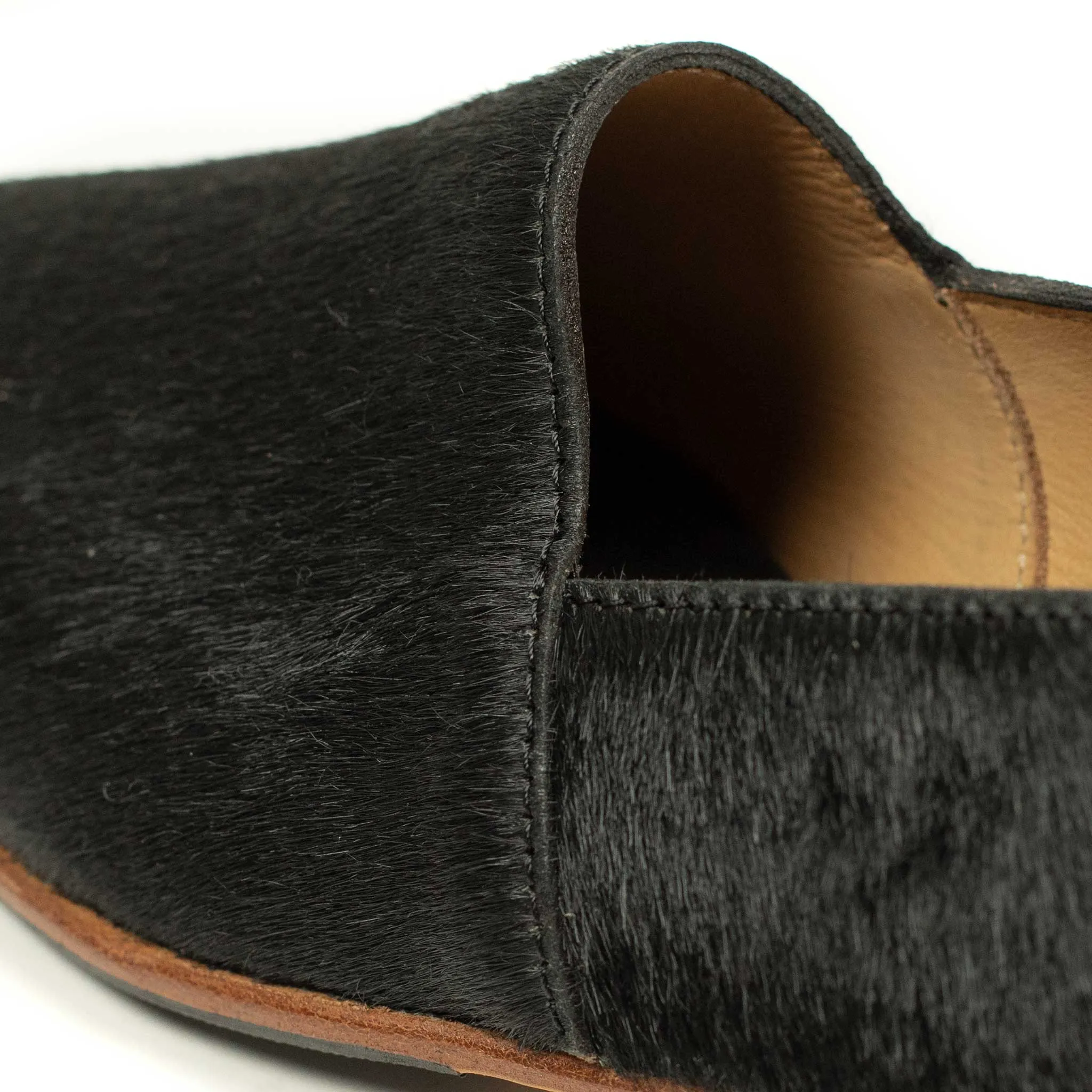 Maury slippers in black hair-on calf (restock)