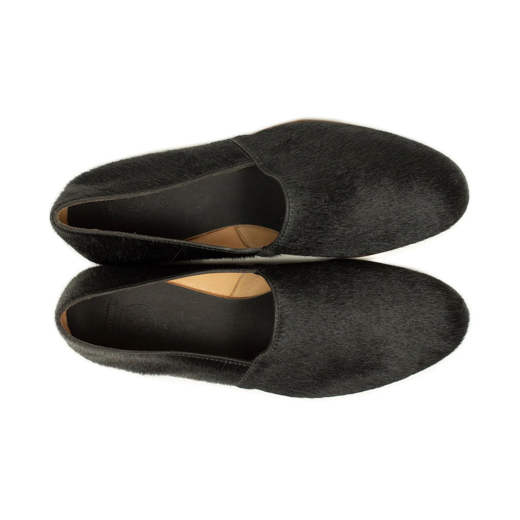 Maury slippers in black hair-on calf (restock)