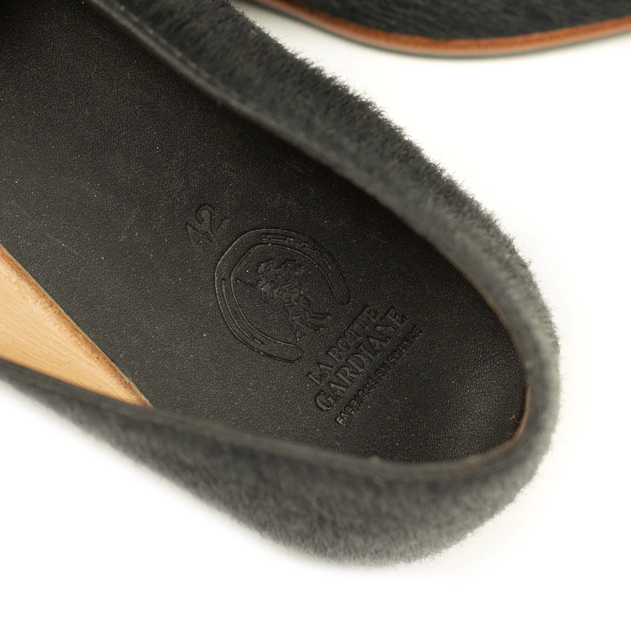 Maury slippers in black hair-on calf (restock)