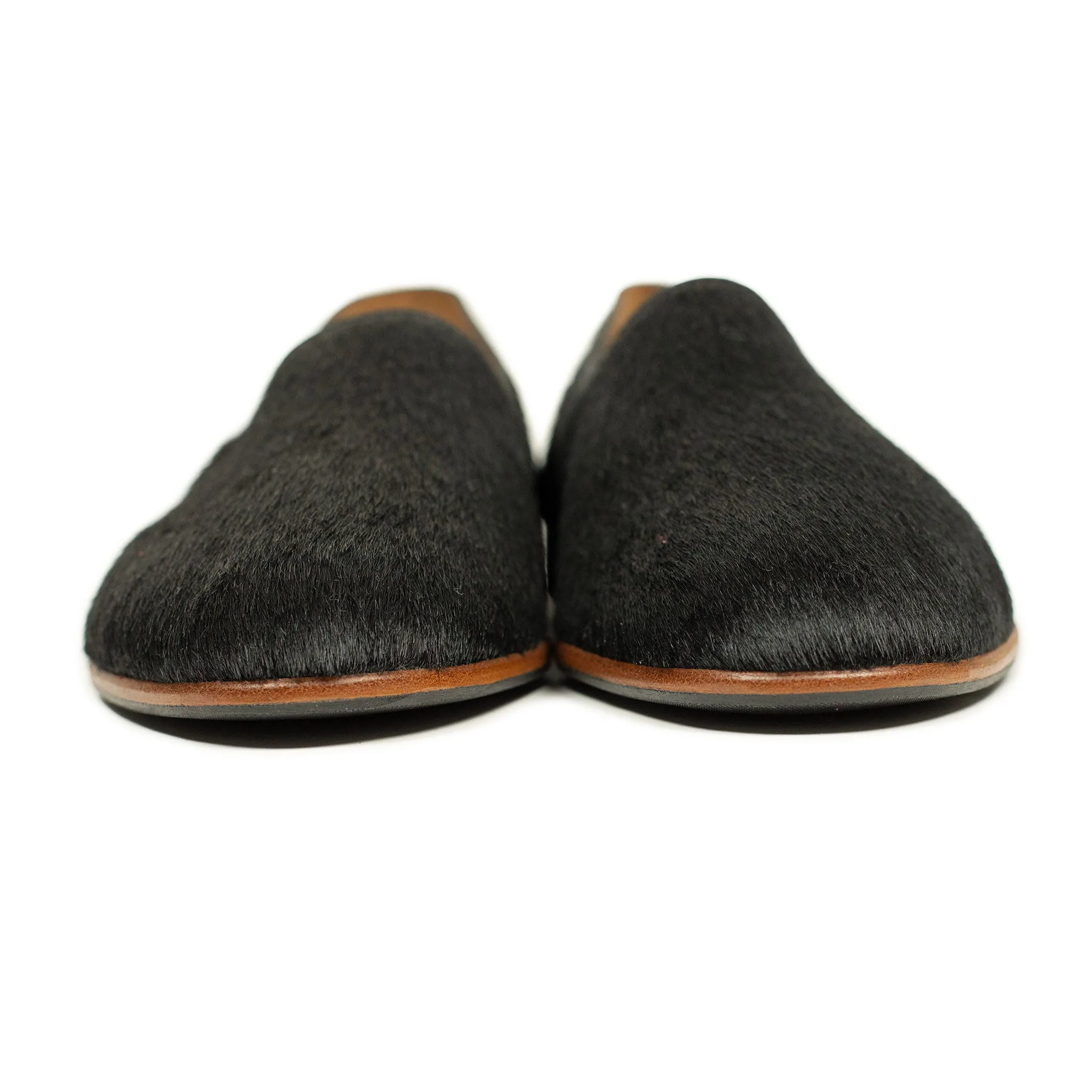 Maury slippers in black hair-on calf (restock)