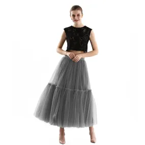 Maxi Long Tulle Skirts Pleated Long Casual Skirts