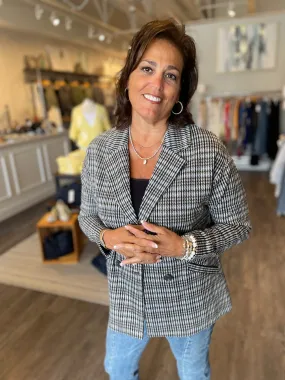 MB Double Breast Plaid Knit Blazer - HQ