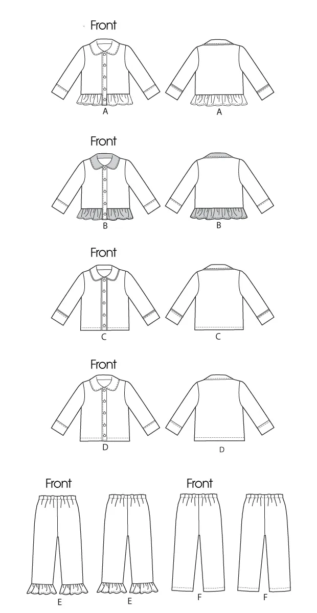 McCall's Pattern M6458 Kid's Pyjama Tops & Pants