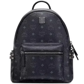 MCM Black Visetos Coated Canvas Stark Side Stud Backpack