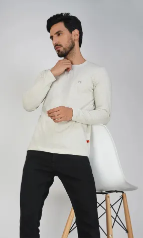 Mebadass Cotton Men's Fullsleeve Regular Size T-shirt - Light Grey