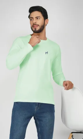 Mebadass Cotton Men's Fullsleeve Regular Size T-shirt - Pista