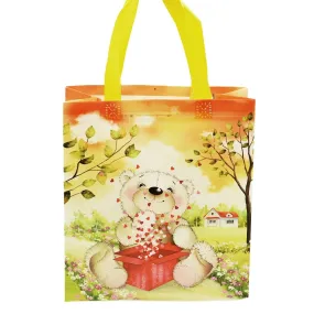 Medium Autumn Bear With Hearts Printed PP Non-Woven Bag