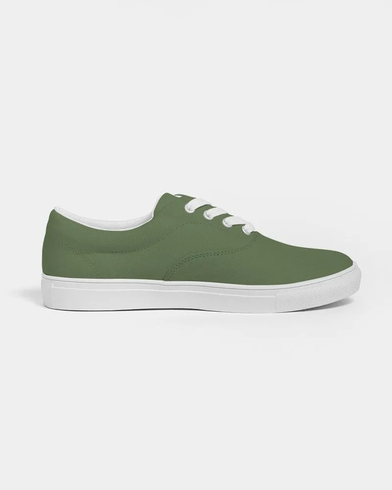 Medium Dark Warm Green Men's Canvas Sneakers | Men's | Medium Dark Pastel Warm Green | C30M0Y60K60