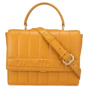 Medium Quilting Leather Satchel - Mustard