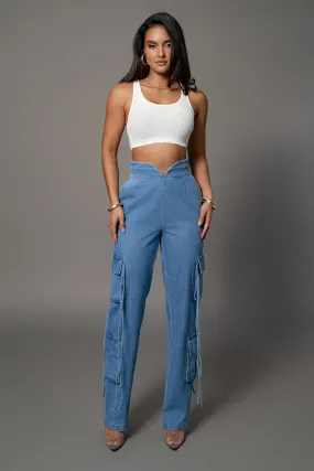 Medium Wash Jacinda Denim Utility Pants