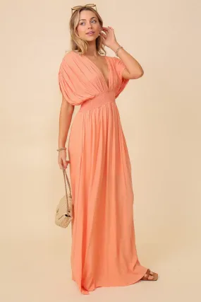 Melon Summer Spring Vacation Maxi Sundress Lined