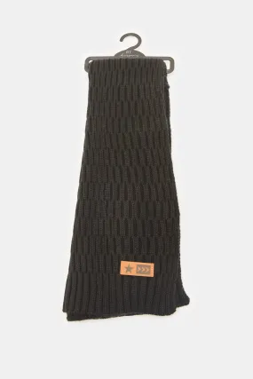 Men Black Knitted Scarf