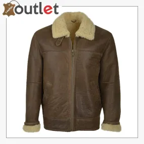 Men Brown Aviator Shearling Leather