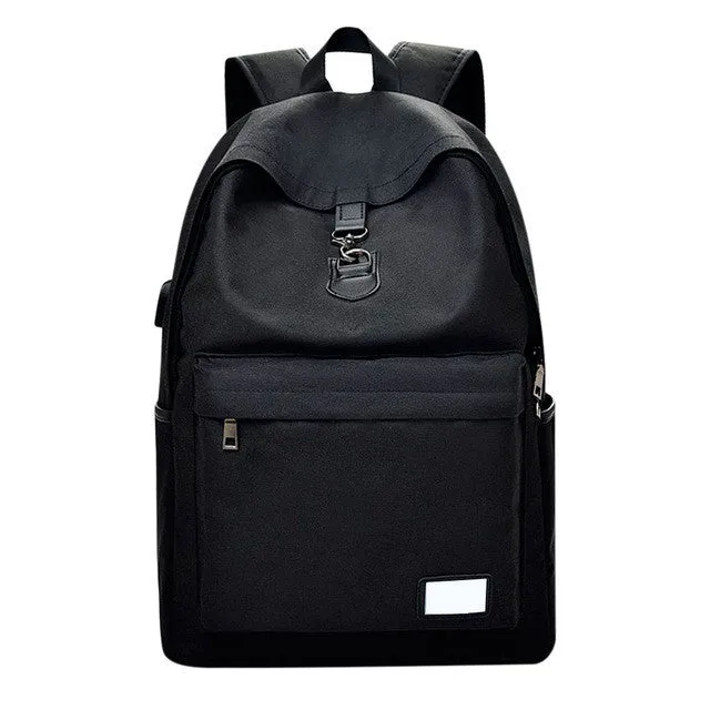 Men Canvas Backpacks External USB Charge Backpack Laptop Backpack Unisex School Bags for teens Mochila Escolar