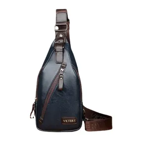 Men Faux Leather Retro Business Travel Chest Bag Crossbody