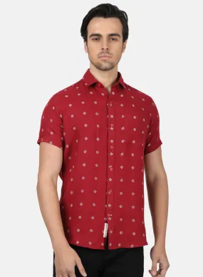 Men Maroon Printed Shirts