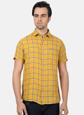Men Mustard Check Shirts