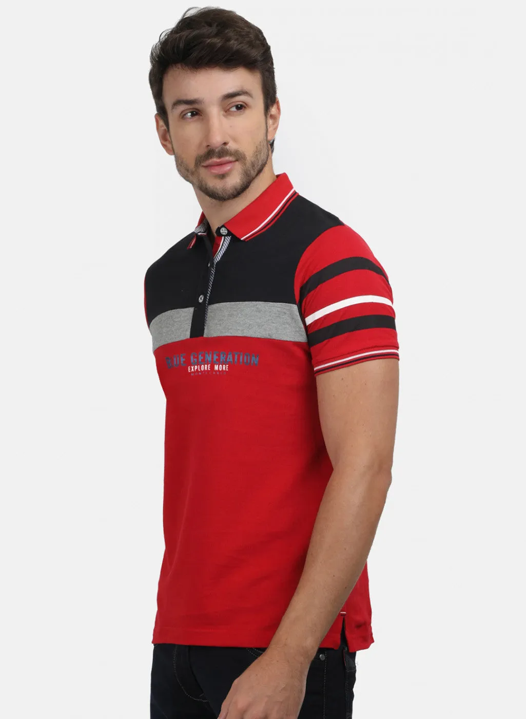Men Red Plain T-Shirts