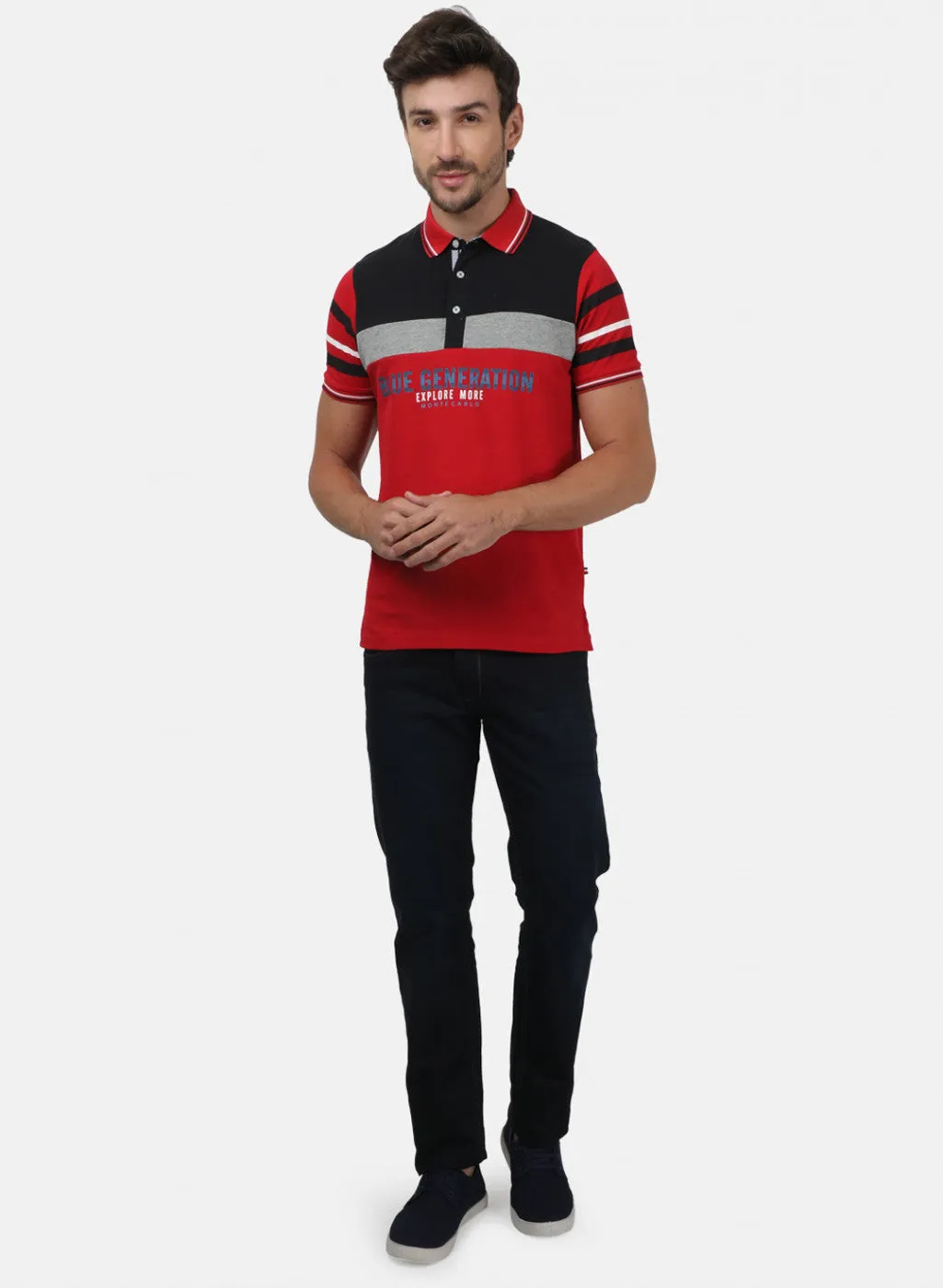 Men Red Plain T-Shirts