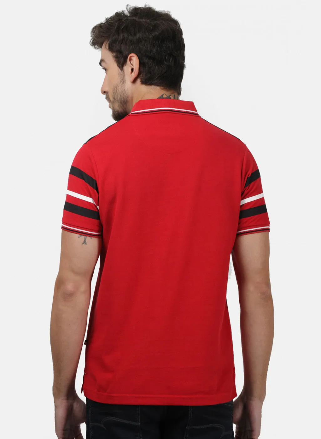 Men Red Plain T-Shirts