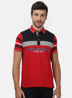 Men Red Plain T-Shirts