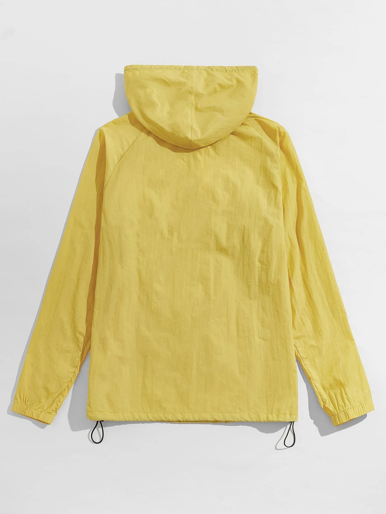 Men Zip Half Placket Hooded Jacket
