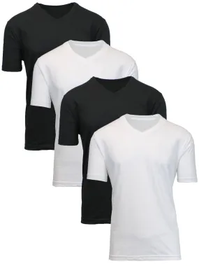 Men's (4-Pack) Short Sleeve V-Neck Modern Fit Classic Tees (S-3XL)