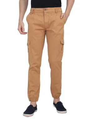 Men's 6 Pocket Solid Over Dyed Brown Cotton Cargo