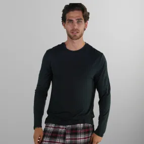 Men's Bamboo Rayon Long Sleeve Knit Sleep Shirt - Black - FINAL SALE