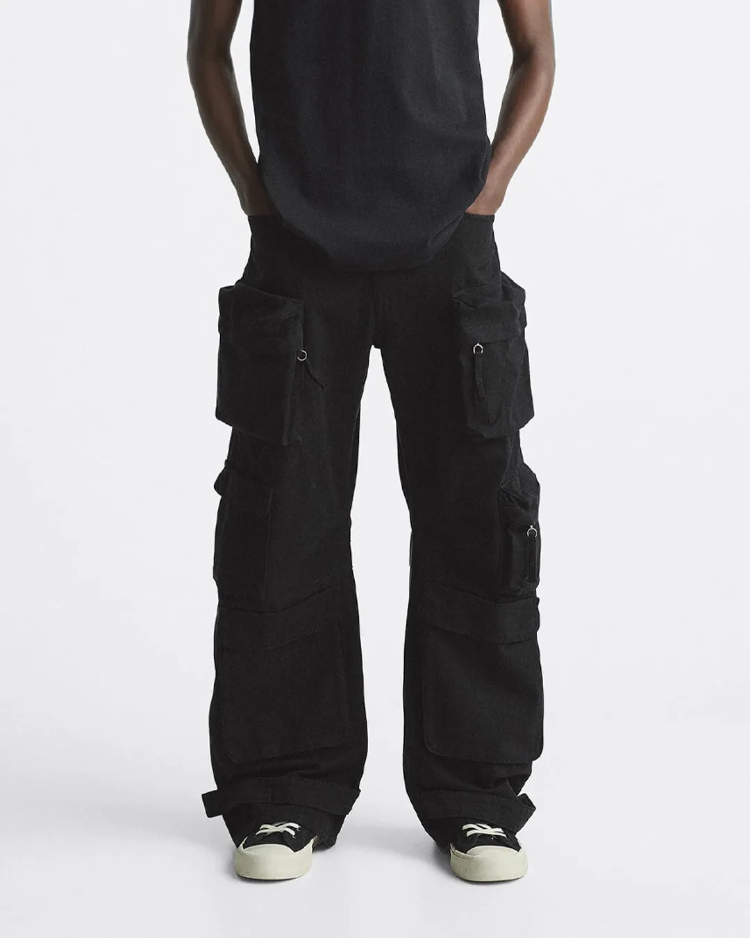 Men's Black Trouser With Utility Pockets Baggy pants