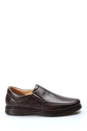 Men's Brown Leather Slip-On Loafers with Cushioned Sole - Wessi