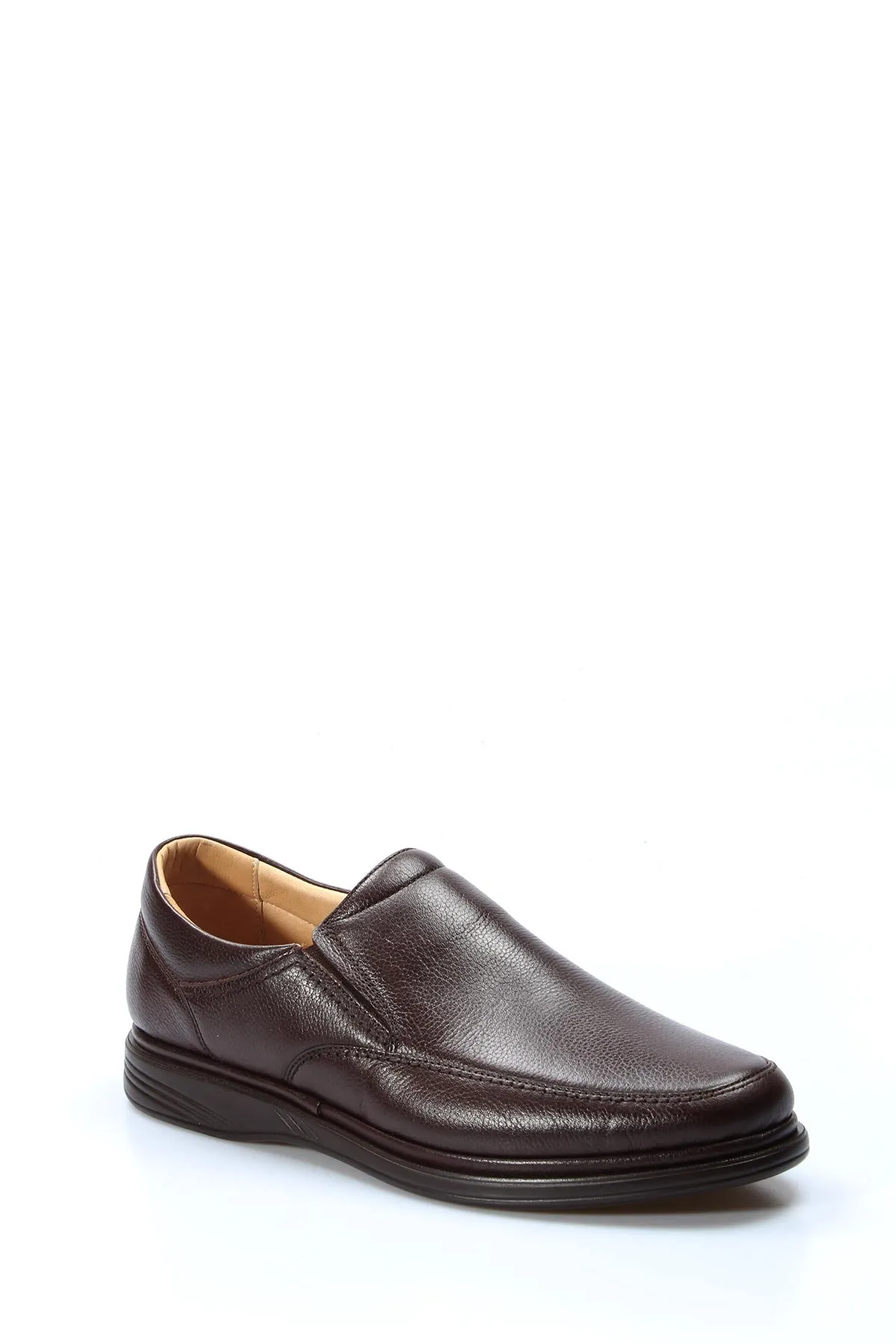 Men's Brown Leather Slip-On Loafers with Cushioned Sole - Wessi