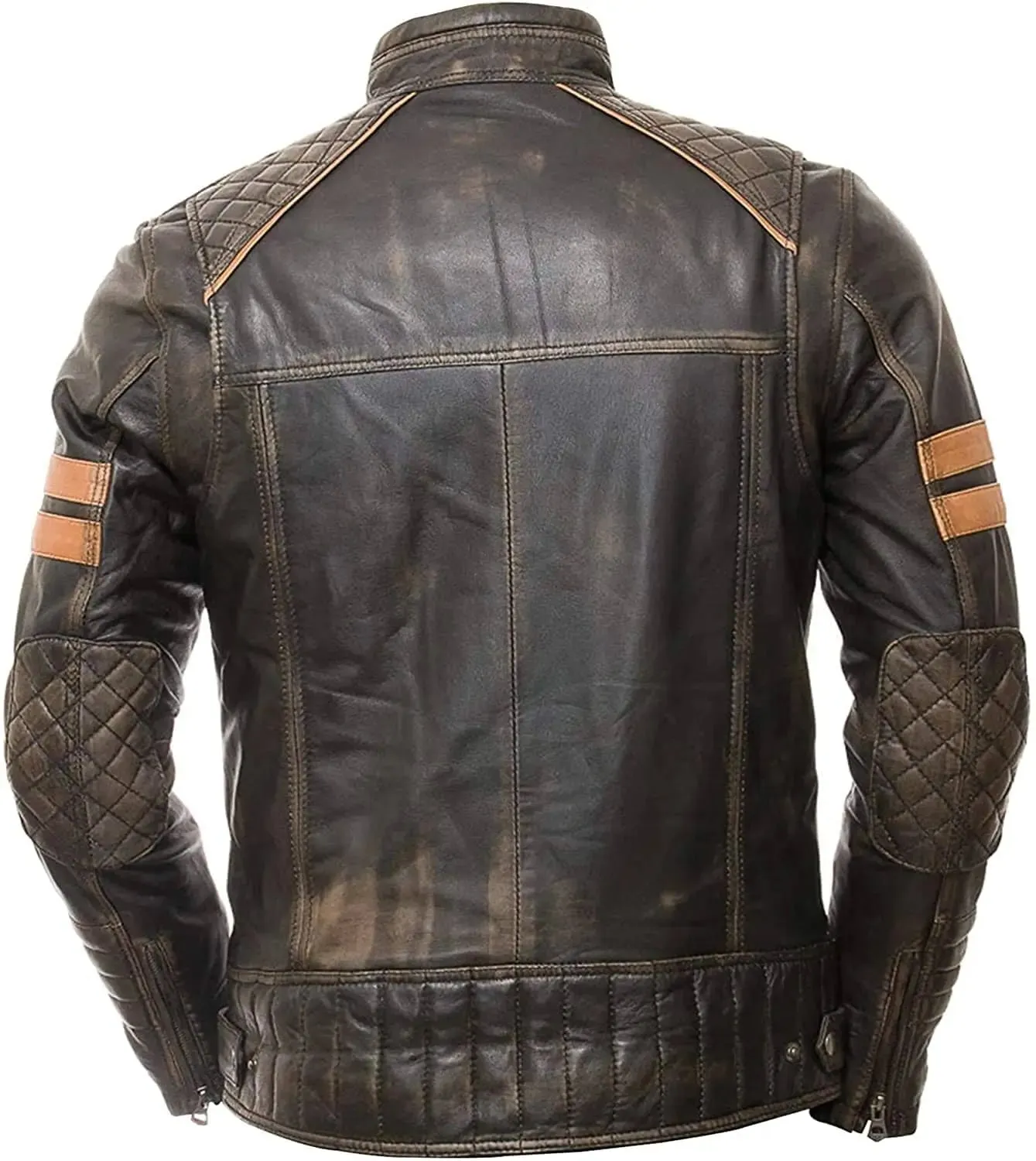 Men's Café Racer Retro Distressed Leather Jacket