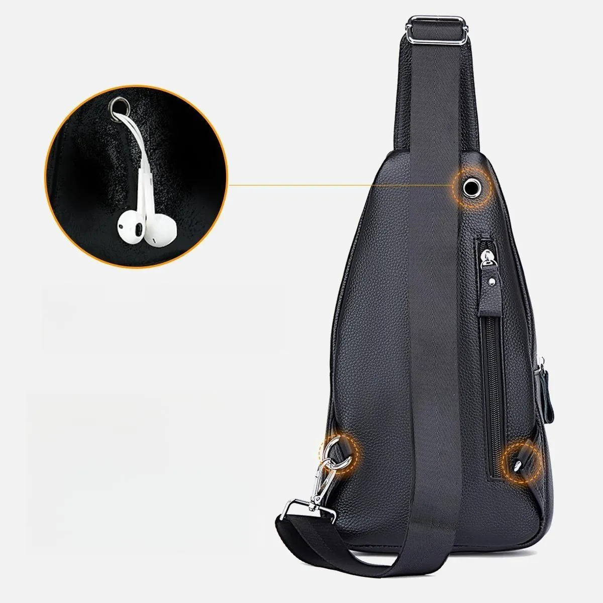Men's Chest Pack Crossbody Bag Luxury Design Durable Genuine Leather Handbag Chest Bag