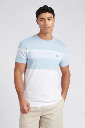Mens Classic Fit Block Stripe T-Shirt in Cashmere Blue
