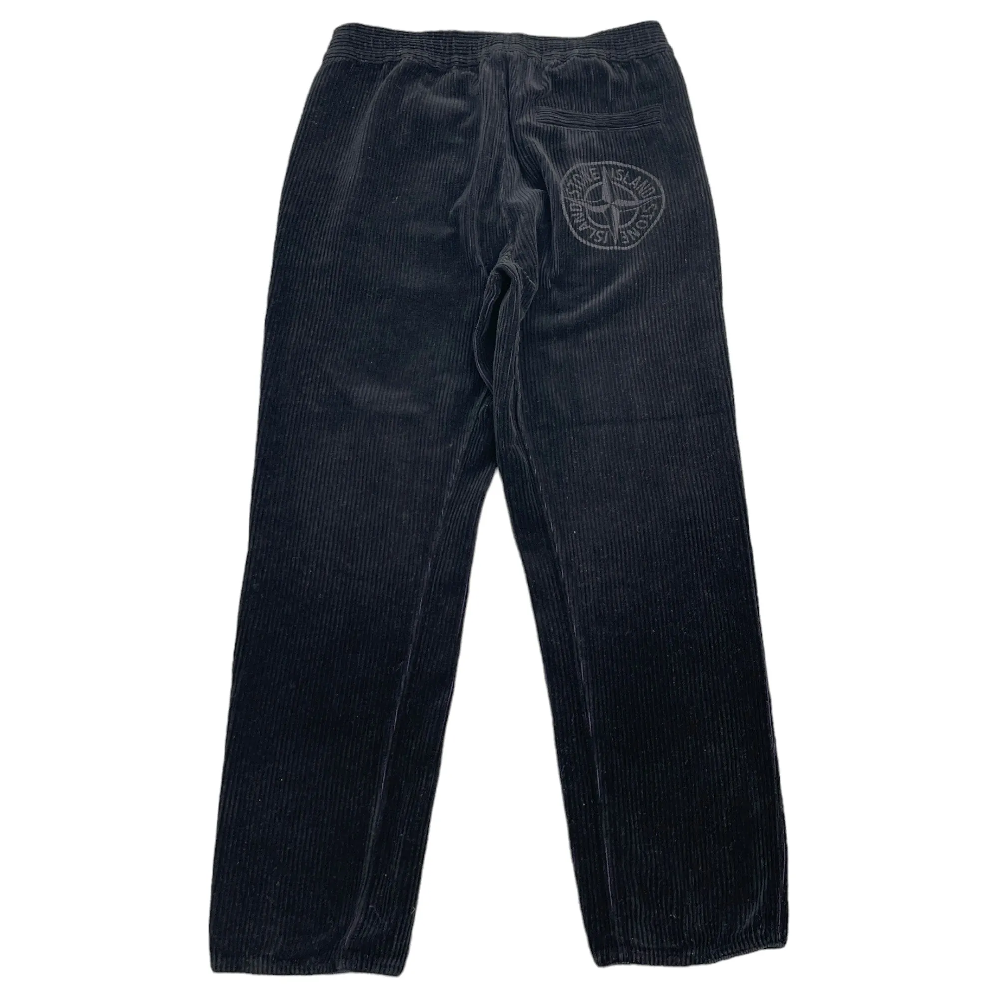Men's Corduroy Embroidered Logo Cargos Black Size S