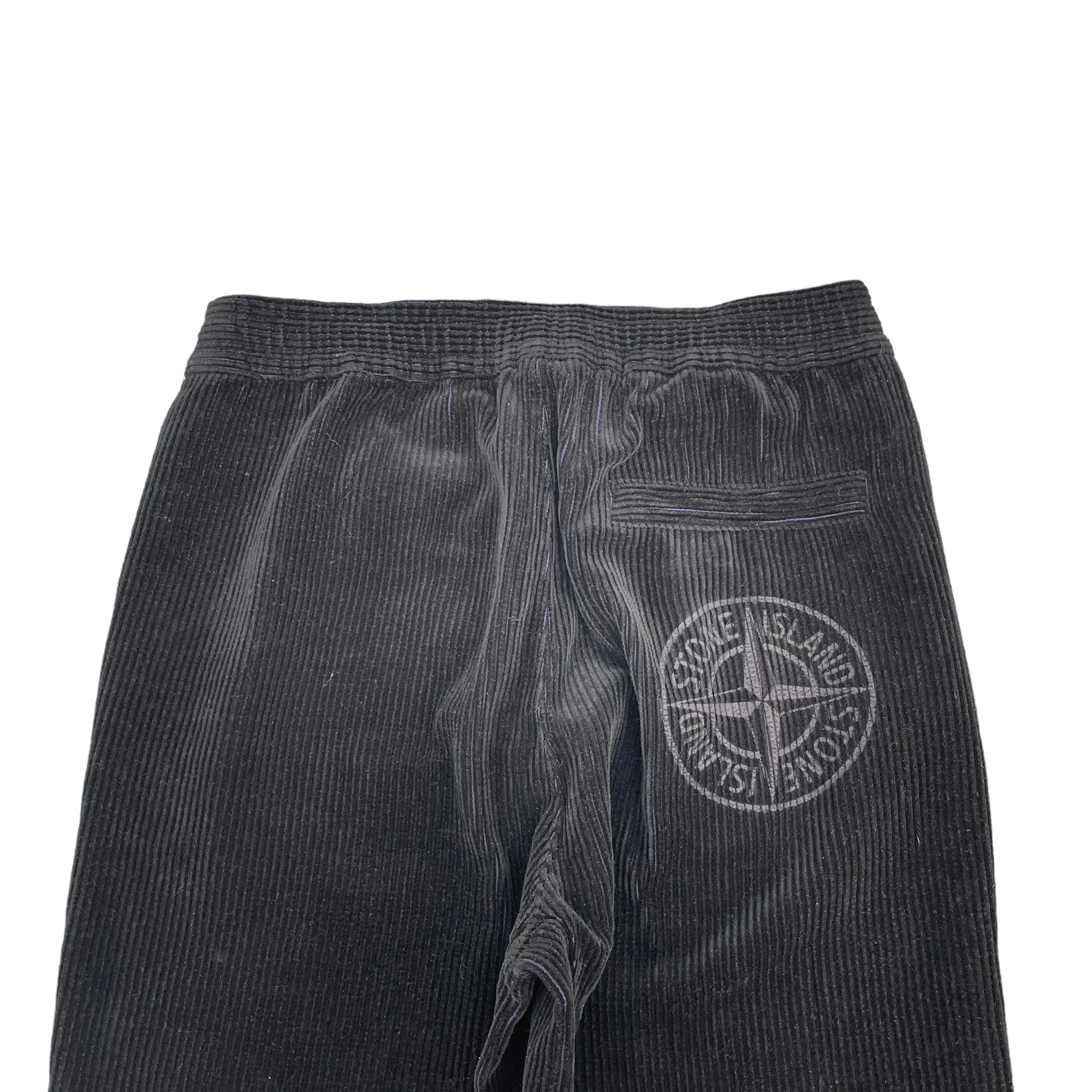 Men's Corduroy Embroidered Logo Cargos Black Size S