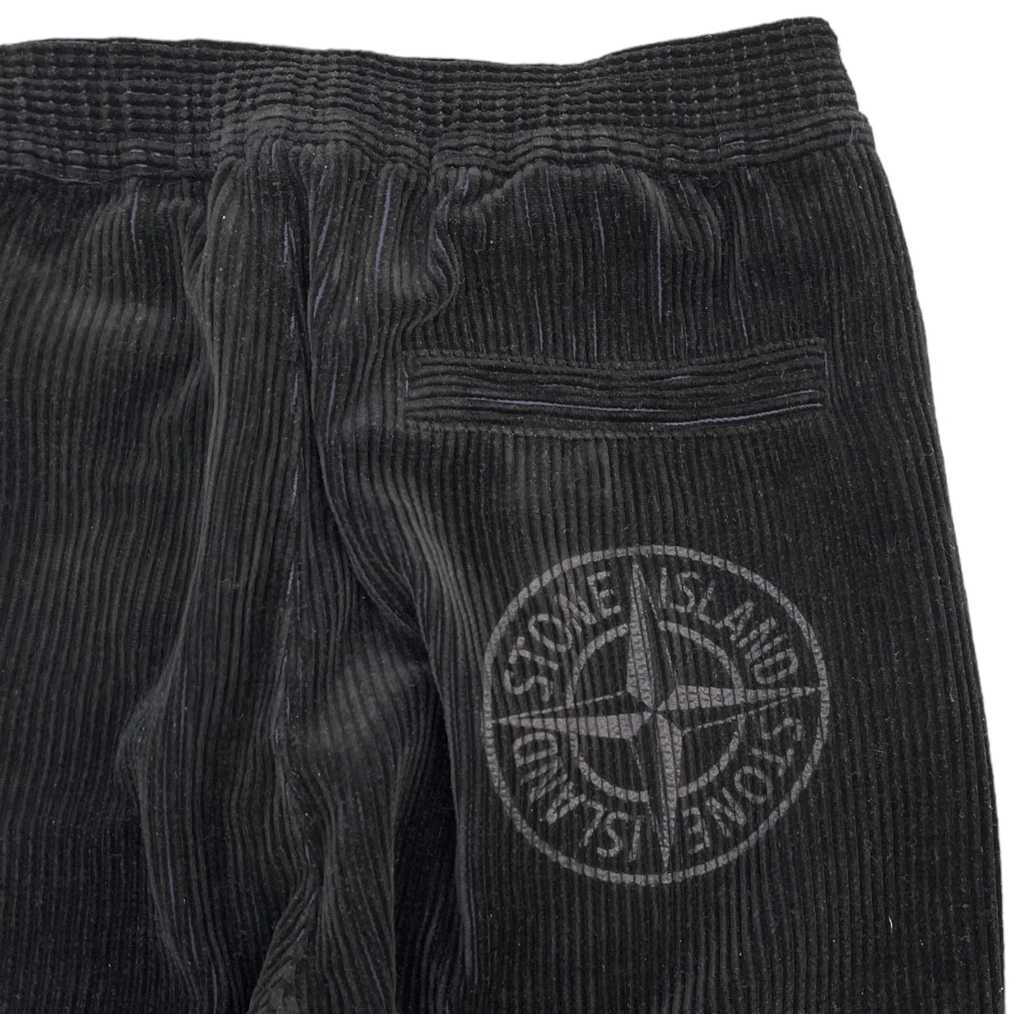 Men's Corduroy Embroidered Logo Cargos Black Size S