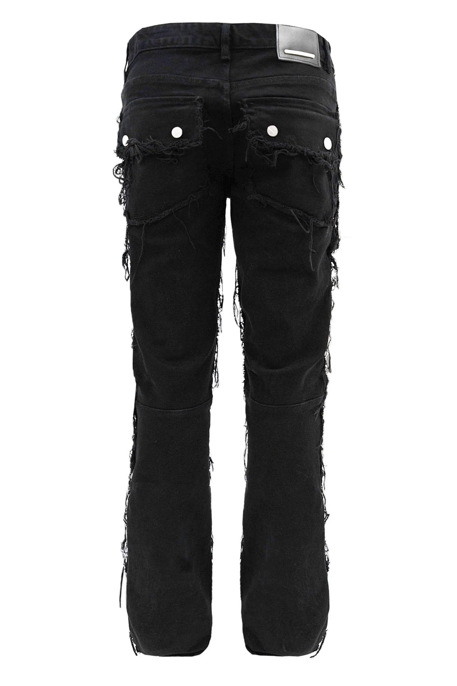 Men's Distressed Edge Cut Slim Stack Flared Cargo Jeans