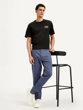 Men's Greyish Blue Tapered Chinos