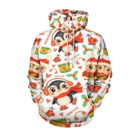 Mens Happy Christmas Graphic Pullover With Kangaroo Pocket Hoodies