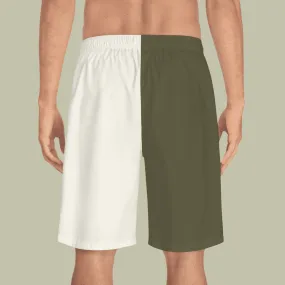 Men's Khaki and Cream Board Shorts