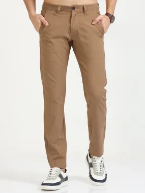 MEN'S KHAKI CHECKED SLIM FIT TROUSER