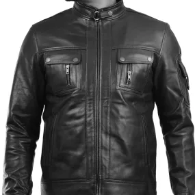 MENS LEATHER JACKET 410141(BLACK)