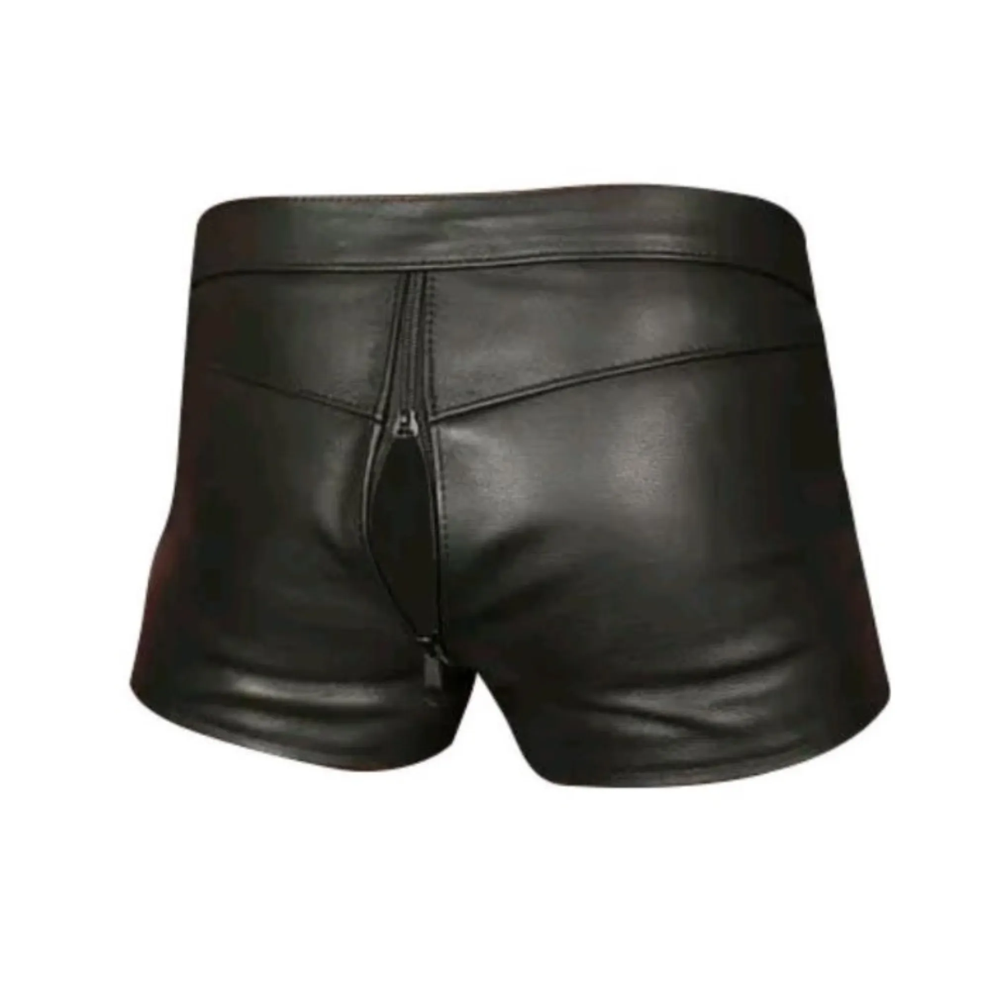 Mens Lockable Leather Chastity Shorts