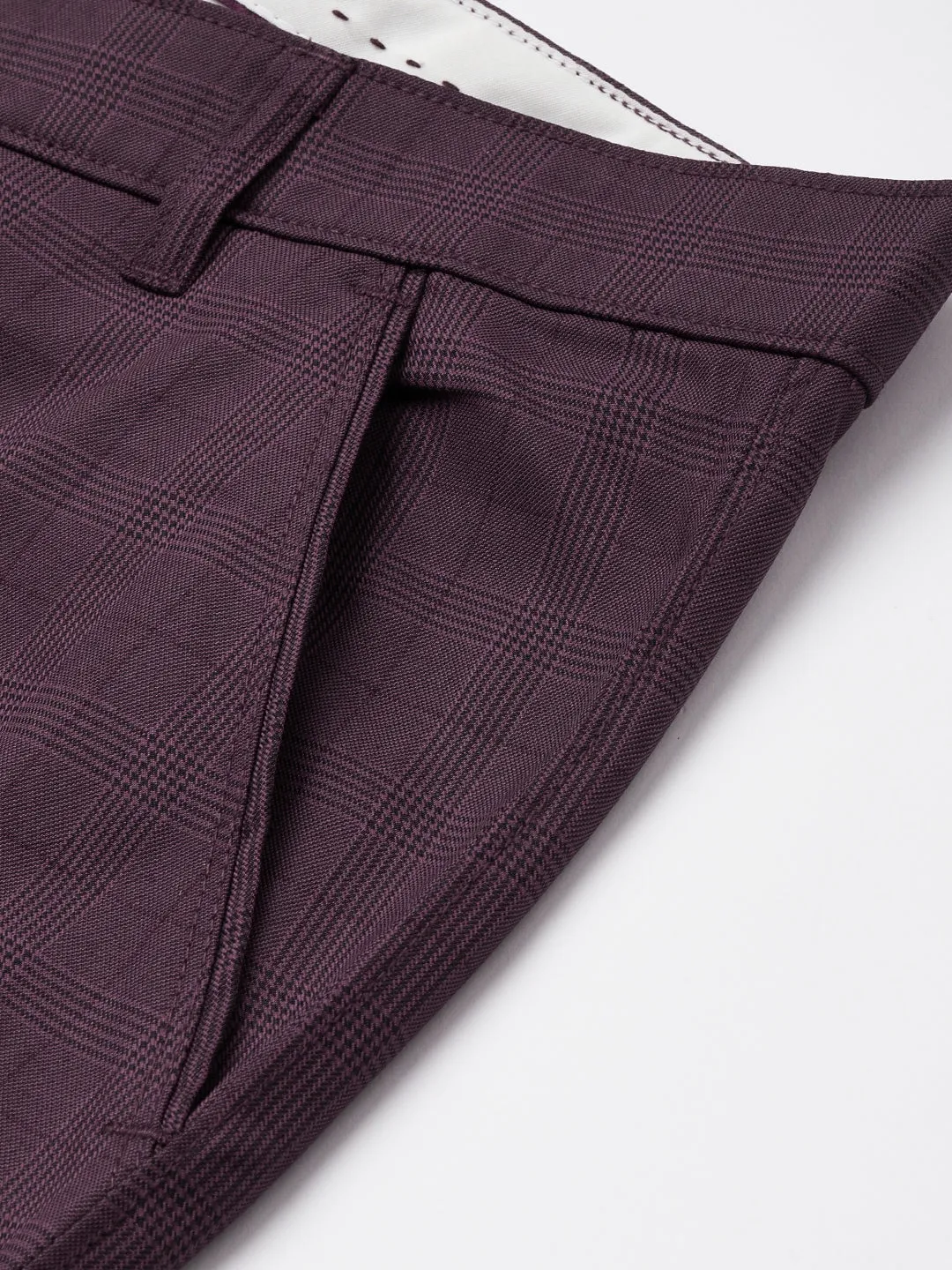 Men's Maroon Checked Formal Trousers ( FGP 270 Maroon ) - Jainish
